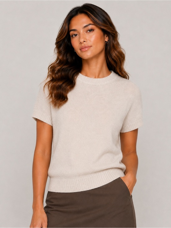 Vince Camuto Sweaters - Vince Camuto Cream Short Sleeve Office Sweater Timeless NWT Nordstrom Capsule XL